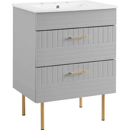 Daybreak 24" Bathroom Vanity in Light Gray & White Ceramic