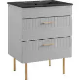 Daybreak 24" Bathroom Vanity in Light Gray & Black Ceramic