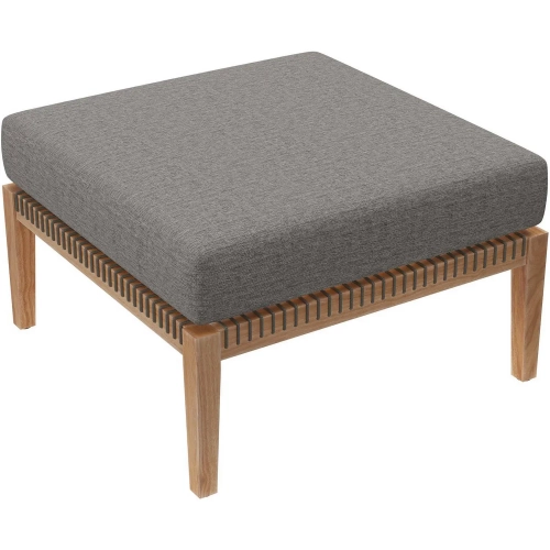 Clearwater Outdoor Ottoman in Gray Teak & Graphite Fabric