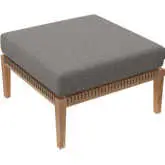 Clearwater Outdoor Ottoman in Gray Teak & Graphite Fabric