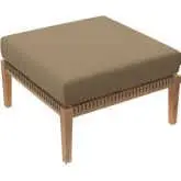 Clearwater Outdoor Ottoman in Gray Teak & Light Brown Fabric
