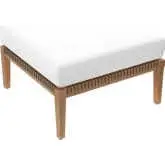 Clearwater Outdoor Ottoman in Gray Teak & White Fabric