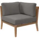 Clearwater Outdoor Corner Chair in Gray Teak & Graphite Fabric