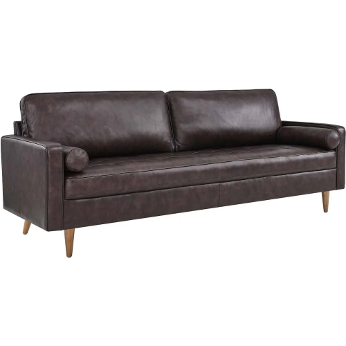 Valour 88" Sofa in Brown Top Grain Leather & Wood
