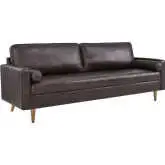 Valour 88" Sofa in Brown Top Grain Leather & Wood