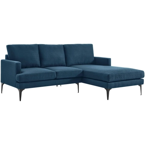 Evermore Sectional Sofa with Right Facing Chaise in Azure Blue Fabric