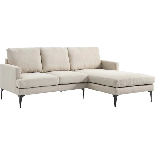 Evermore Sectional Sofa with Right Facing Chaise in Beige Fabric