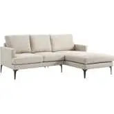 Evermore Sectional Sofa with Right Facing Chaise in Beige Fabric