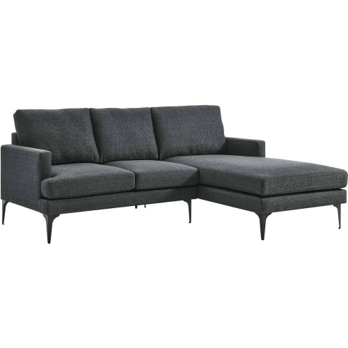 Evermore Sectional Sofa with Right Facing Chaise in Gray Fabric