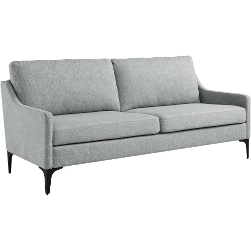 Corland Sofa in Light Gray Fabric & Black Metal