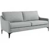 Corland Sofa in Light Gray Fabric & Black Metal