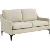 Corland Loveseat in Beige Fabric & Black Metal