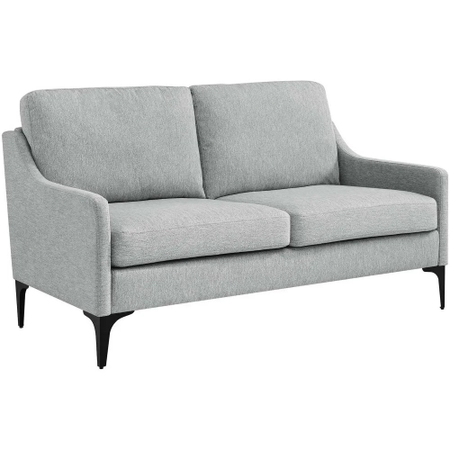 Corland Loveseat in Light Gray Fabric & Black Metal