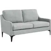 Corland Loveseat in Light Gray Fabric & Black Metal
