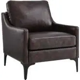 Corland Arm Chair in Brown Leather & Black Metal