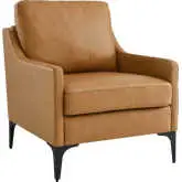 Corland Arm Chair in Tan Leather & Black Metal