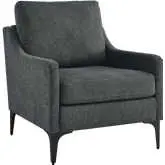 Corland Arm Chair in Charcoal Gray Fabric & Black Metal