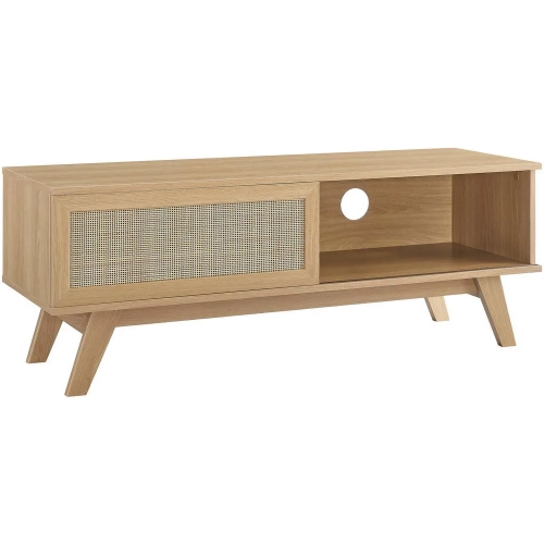 Soma 47" TV Stand in Oak Finish & Rattan
