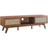 Soma 60" TV Stand in Walnut Finish & Rattan