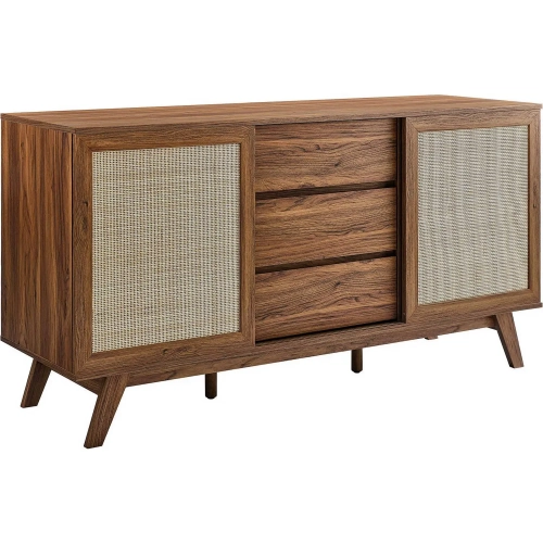 Soma 59" Sideboard in Walnut Finish & Rattan