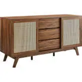 Soma 59" Sideboard in Walnut Finish & Rattan