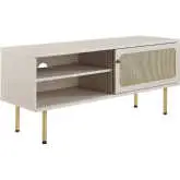Cambria 47" TV Stand in White & Rattan