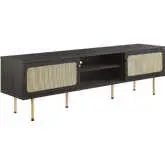 Cambria 70" TV Stand in Black & Rattan