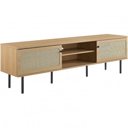 Cambria 70" TV Stand in Oak & Rattan