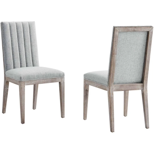 Maisonette French Vintage Dining Chair in Tufted Gray Fabric (Set of 2)