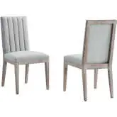 Maisonette French Vintage Dining Chair in Tufted Gray Fabric (Set of 2)