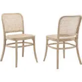 Winona Dining Chair in Gray Wood & Natural Rattan (Set of 2)