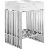 Gridiron 24" Bathroom Vanity in Silver Metal & White Faux Marble
