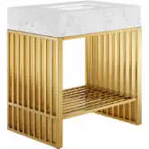 Gridiron 30" Bathroom Vanity in Gold Metal & White Faux Marble