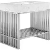 Gridiron 36" Bathroom Vanity in Silver Metal & White Faux Marble