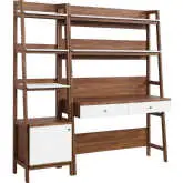 Bixby 2 Piece Desk & Bookcase Set in Walnut & White FInish