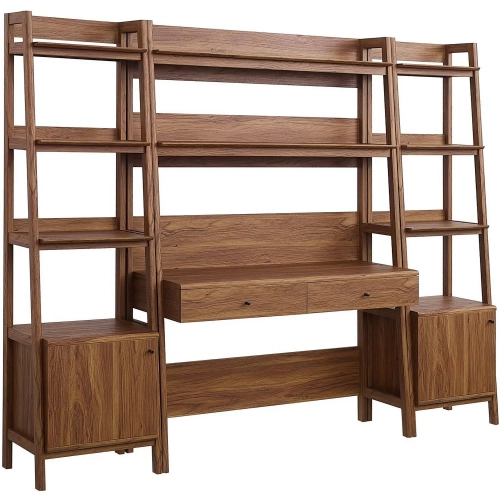 Bixby 3 Piece Desk & Bookcase Set in Walnut FInish