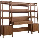 Bixby 3 Piece Desk & Bookcase Set in Walnut FInish