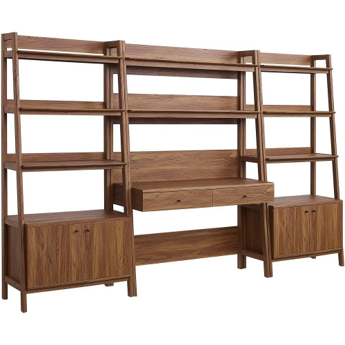 Bixby 3 Piece Desk & Bookcase Set in Walnut FInish