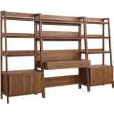 Bixby 3 Piece Desk & Bookcase Set in Walnut FInish