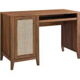 Soma 47" Office Desk in Walnut Finish & Rattan