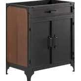Steamforge 30" Bathroom Vanity Cabinet (Sink Not Included) in Walnut Finish & Black Metal