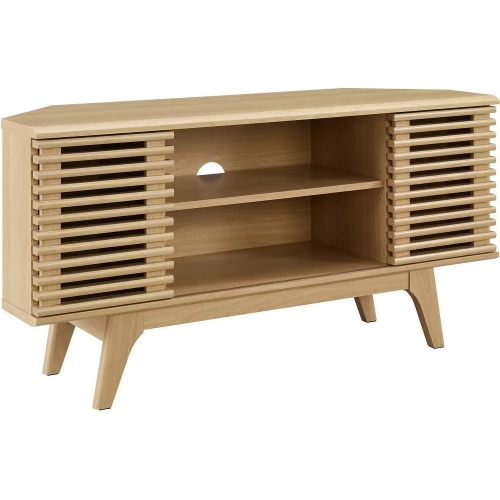 Render 46" Corner TV Stand in Oak Finsh