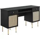 Chaucer Office Desk in Black & Rattan