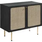 Chaucer Accent Cabinet in Black & Rattan