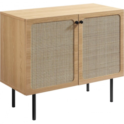 Chaucer Accent Cabinet in Oak Finish & Rattan