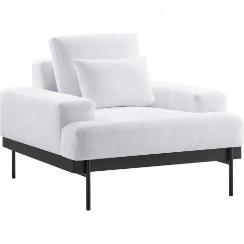 Proximity Arm Chair in White Fabric & Metal