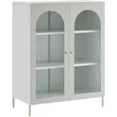 Archway Accent Cabinet in Light Gray Steel & Glass