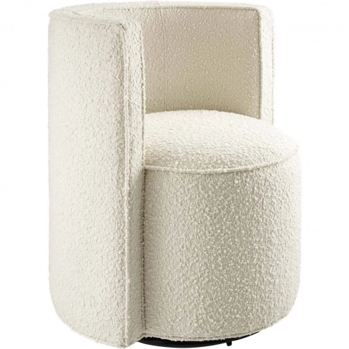 Della Swivel Accent Chair in Ivory Boucle Fabric