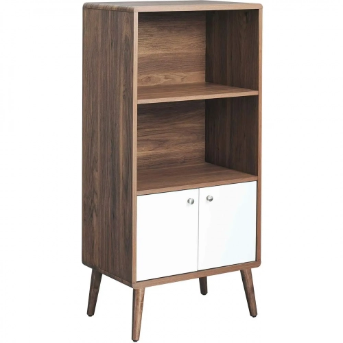 Transmit Display Cabinet Bookcase in Walnut Finish & White