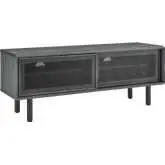 Kurtis 47" TV Stand in Charcoal Gray Finish & Black Metal Mesh